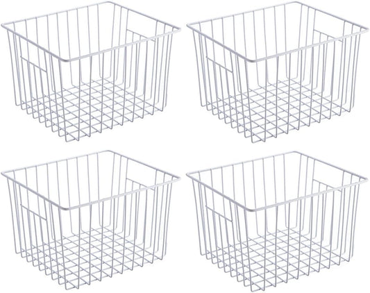SANNO 11“ Freezer Baskets Storage Organizers, Farmhouse Organizer Bins for Cabinets, Pantry, Closets, Bedrooms