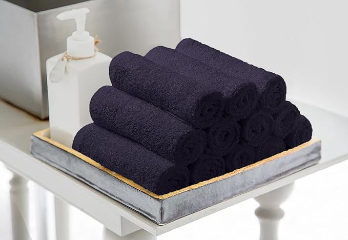 Avalon Towels Cotton Washcloths – (Pack of 24) Size 12x12 Inches, 100% Ring Spun Cotton, Soft & Absorbent Face Towels, Gym Towels, Hotel and Spa Quality, Reusable Fingertip Towels (Plum)