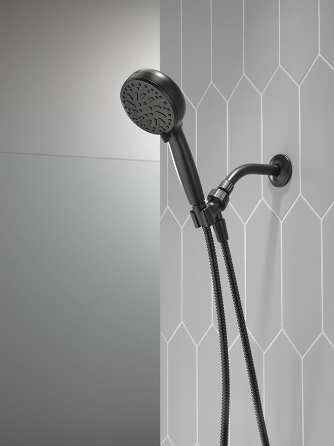 Delta Faucet ProClean Matte Black Shower Head with Handheld, Showerhead with High Pressure Spray, Handheld Shower Head, 6 Spray Settings, Matte Black 75740BL