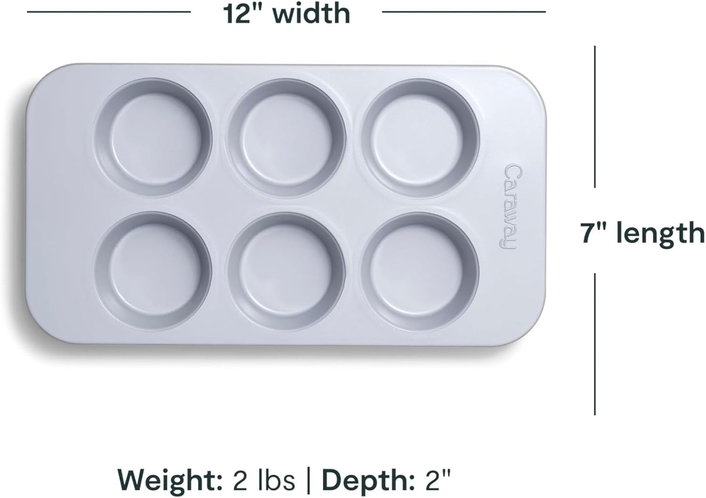 Caraway Nonstick Ceramic 6 Cup Muffin Pan – Non-Toxic, PTFE & PFOA Free – Oven Safe – Aluminized Steel Core – Small Muffin Pan for Baking Cupcakes, Muffins & More - White