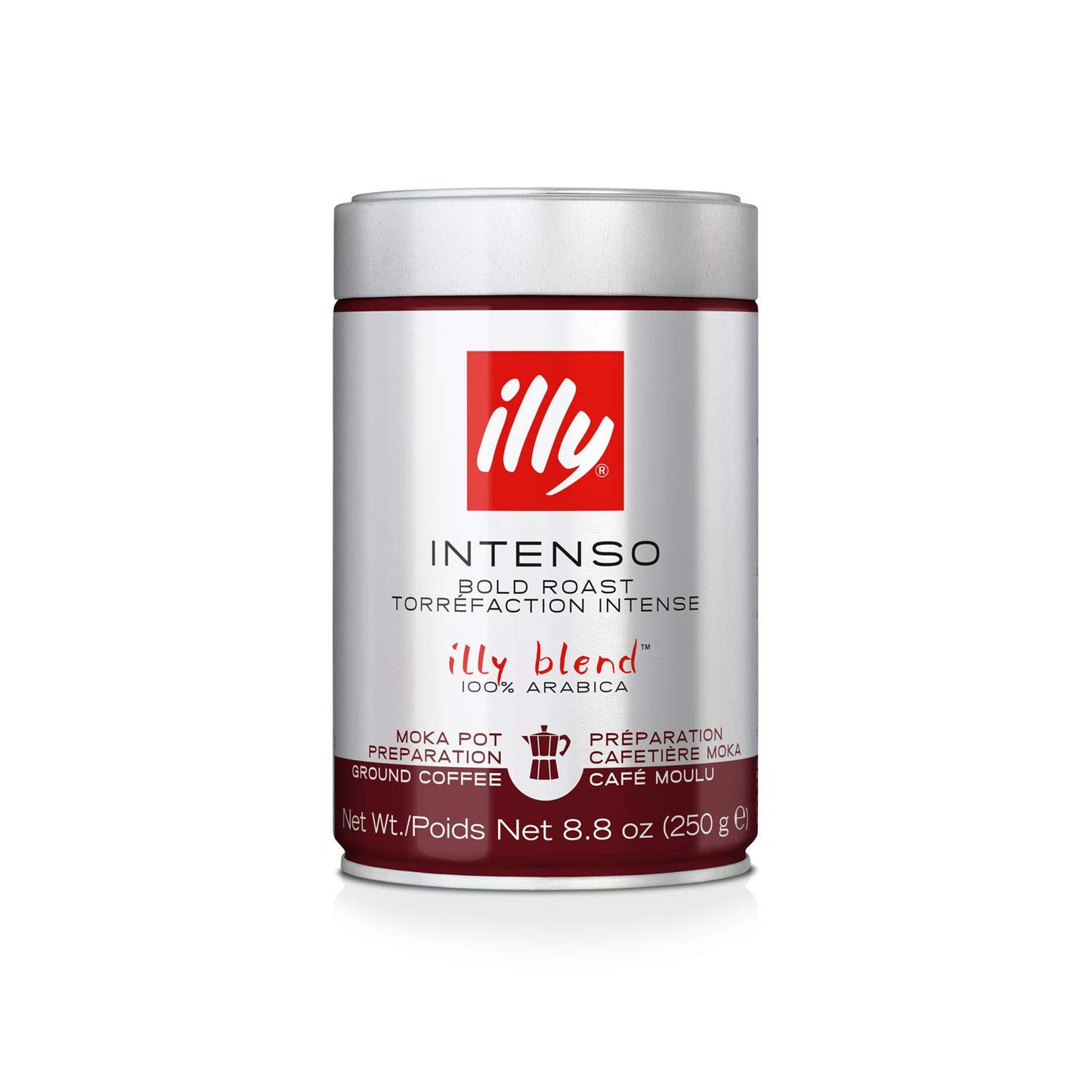 illy Ground Coffee Moka - 100% Arabica Flavored Coffee Ground - Rich Aromatic Coffee Grounds Profile – Intenso Dark Roast – Warm Notes of Cocoa & Dried Fruit - No Preservatives – 8.8 Ounce