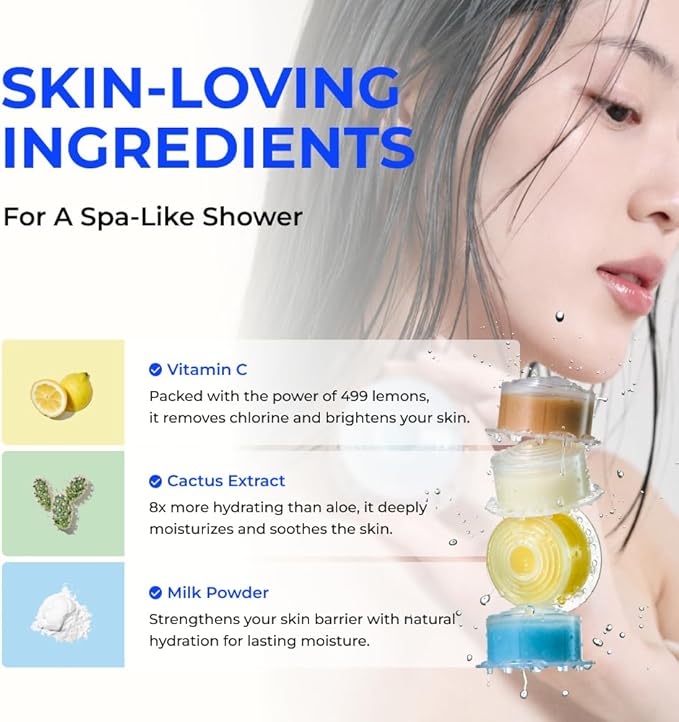 Bodyluv Vita Puresome Shower Head, One purification filter cartridge included, Handheld Hard Water Softener, Strong Water Pressure Water Saving For Bathroom (Mandarin Tea)