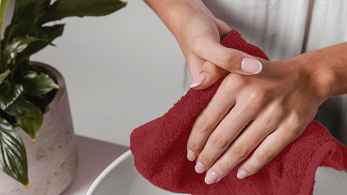 Avalon Towels Cotton Washcloths – (Pack of 24) Size 12x12 Inches, 100% Ring Spun Cotton, Soft & Absorbent Face Towels, Gym Towels, Hotel and Spa Quality, Reusable Fingertip Towels (Red)