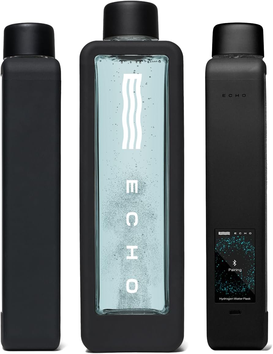 Echo Flask Hydrogen Water Bottle - Active Hydration Solution with Water Intake Tracking & LCD Touch Screen - Compact & Convenient - Transparent Hydrogen Flask - 12 oz
