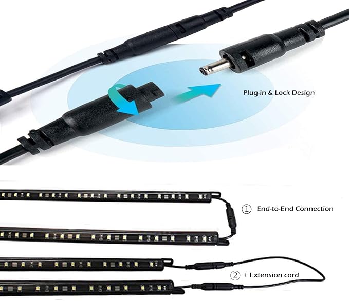 LED Safe Lights Motion Activated, (6) 12" Linkable Light Bars + Motion Sensor + Rocker Switch + UL Power Adapter Cabinet Lighting for Gun Safe, Locker, Closet, 6000K White
