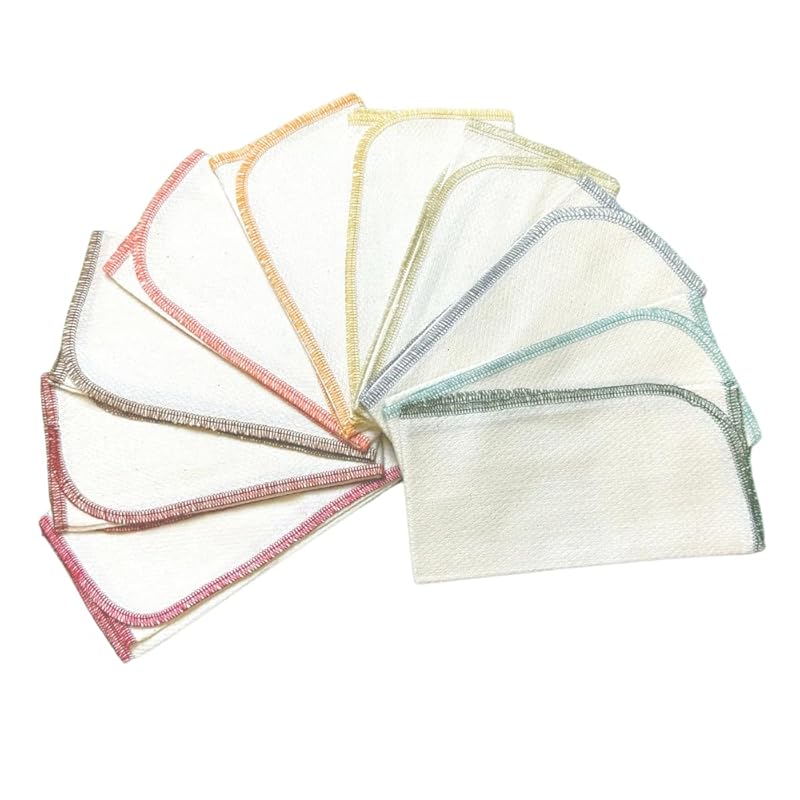 Gina's Soft Cloth Shop 1 Ply Organic Flannel Washable Baby Wipes 8 x 8 Inches Set of 10 Earthtone Assortment. Handmade in the USA!
