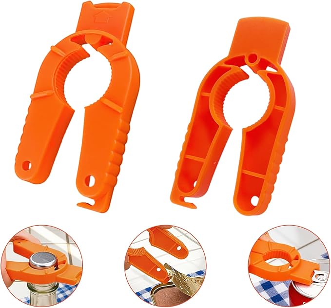 Can and Bottle Opener Multi Function, 3 Pack Plastic Bottle Opener for Arthritic Hands, Seniors and Weak Hands, Easy Grip Jar Lid Opener for Kitchen, Camping (Blue, Orange, White)