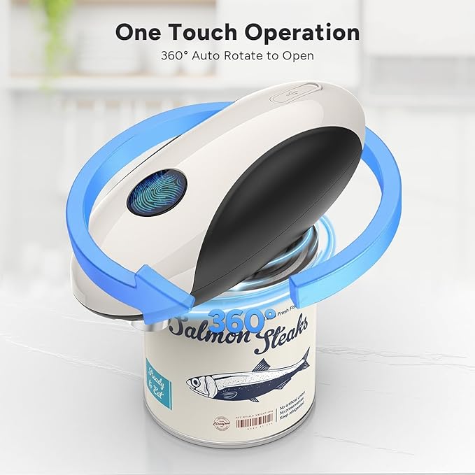 Electric Can Opener, Rechargeable Electric Can Opener for Seniors with Arthritis, Smooth Edge, Food-Safe, Side Cut Opener, One Touch Automatic Can Opener