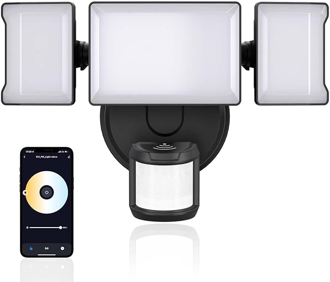 Olafus 65W Smart LED Flood Light Outdoor with Motion Sensor, 6500LM, 2700K-6500K WiFi Security Light Work with Alexa/Google, Motion Detector Lights with APP Control, IP65 Floodlight Outside (Black)