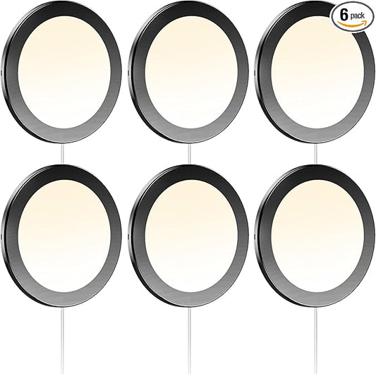 VST Under Cabinet Mini Panel Lighting 3.94inch 12V 2.5W(Total 15W) with Wireless Dimmer Switch, Surface Mount Puck Light for Kitchen Van Truck Car Galley Downlight 6Pack(Round 2700K-6500K)