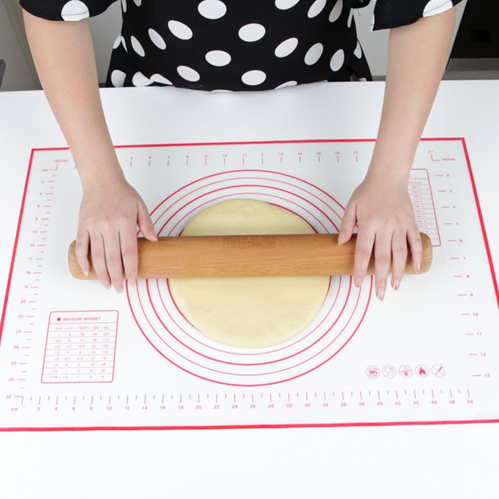 Silicone Baking Mats Set of 2,Large 23.62" x 15.74" Small 11.41" x 10.23",Non Stick Non Skid Pastry-Mat with Measurements (Black)