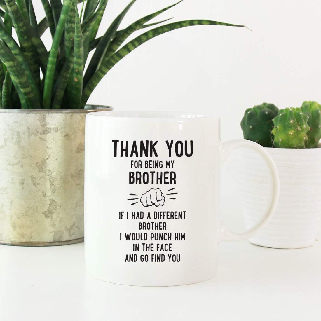 Andaz Press Funny Family 11oz. Coffee Mug Gift, Thank You For Being My Brother, Punch In Face, 1-Pack Christmas Birthday Drinking Cup Present Ideas Being Your Brother Mug Being