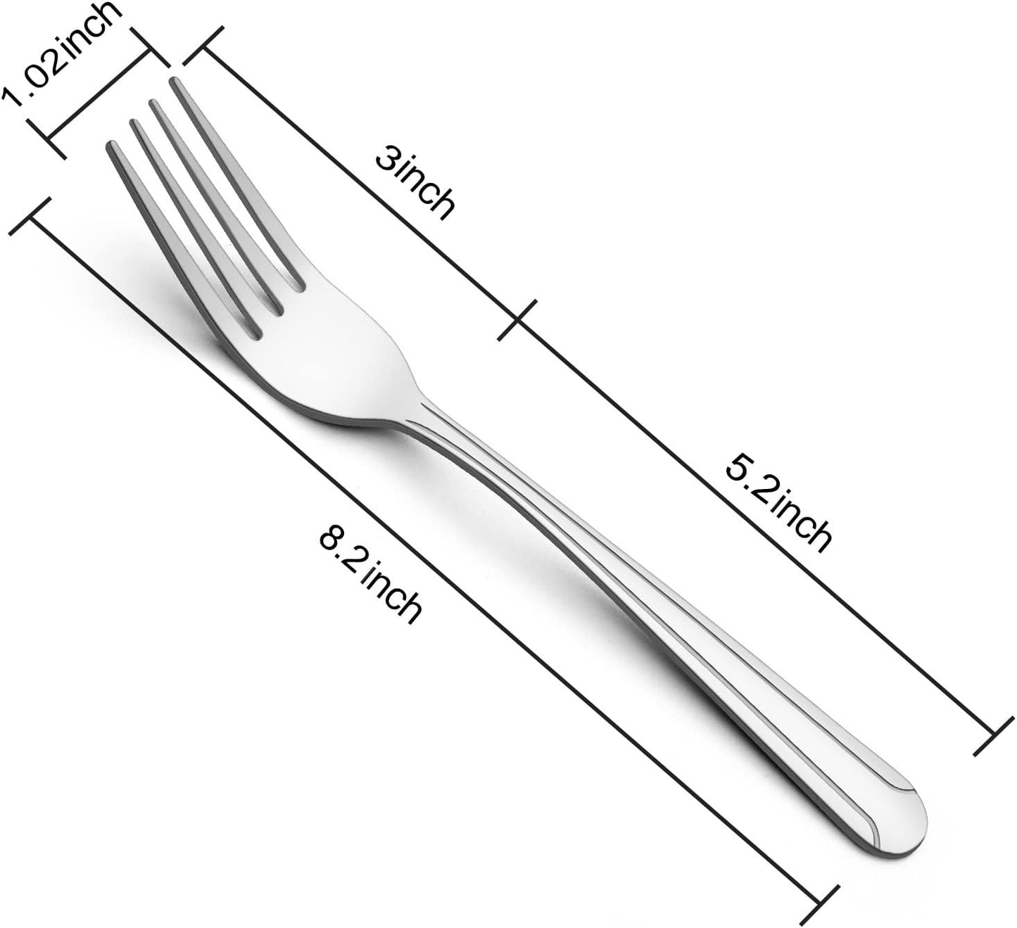 BEWOS 24 Pieces Dinner Forks Set, 8.2-Inch Stainless Steel Forks Silverware, Flatware Salad Forks for Home, Kitchen or Restaurant - Mirror Polished, Dishwasher Safe