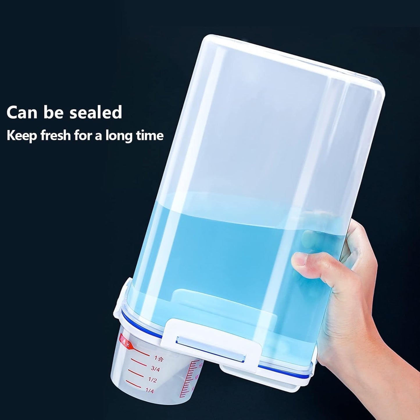 4 sets 3-5 LB Rice Storage Bin Flour Cereal Containers Dispenser with BPA Free + Measuring Cup + Pour Spout - Perfect for Rice Flour Baking Supplies Pet Dog Food Storage