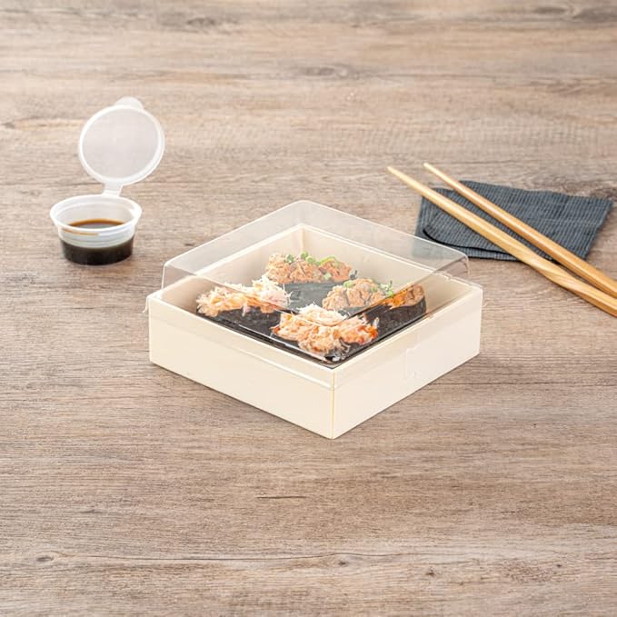 Taipei Clear Plastic Lid - Fits Square Poplar Straight Container - 100 count box