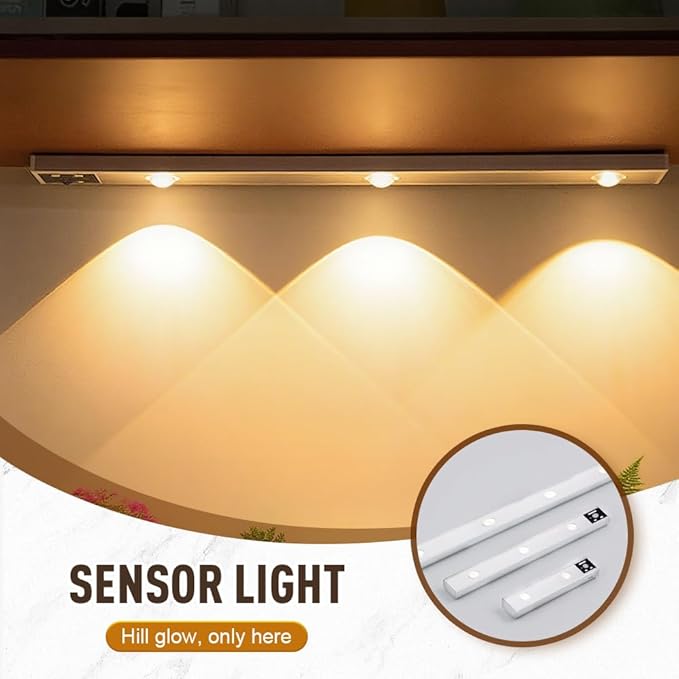 Punch-Free Smart Sensor Magnetic Rechargeable LED Lights, LED Intelligent Human Body Induction Wireless Magnetic Long Night Light,Adjustable 3 Color Light for Hallway, Stairway, Closet (15.7in)
