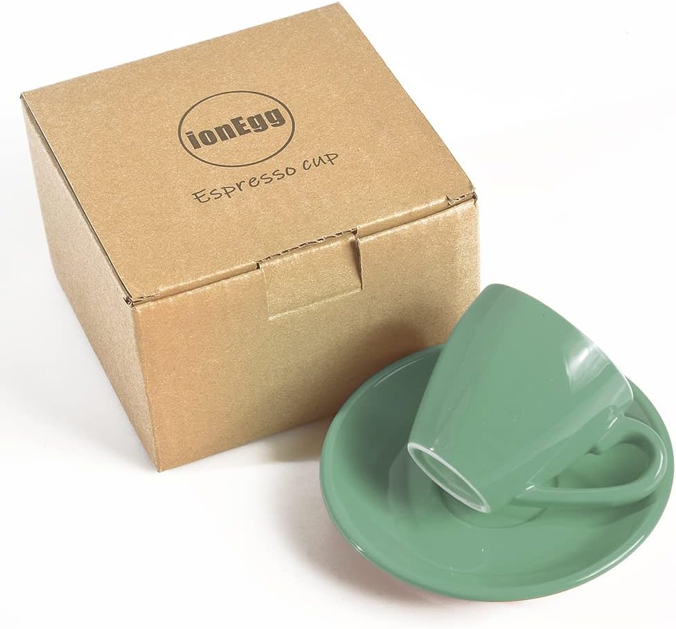 Porcelain Espresso Cup with Saucer, Espresso shot Cup, 80ml/2.7Oz, Cyan