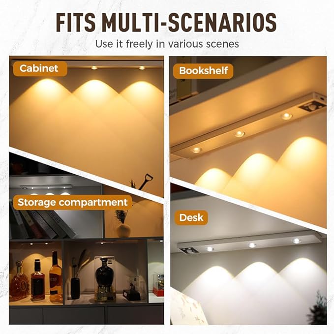 Punch-Free Smart Sensor Magnetic Rechargeable LED Lights, LED Intelligent Human Body Induction Wireless Magnetic Long Night Light,Adjustable 3 Color Light for Hallway, Stairway, Closet (11.8in)
