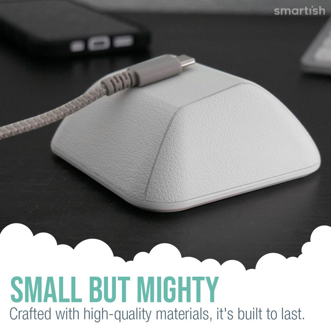 Smartish® Magnetic Cord Holder - Cable Wrangler Organizer with Magnet Clips for Charger Management on Desktop, Nightstand, or Side Table for All Cables, USB-C, Lightning Cables - Snow Day White