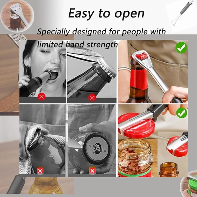 Adjustable Jar Opener for Weak Hands,PortableJar Lid Gripper,Manual Lid Gripper Opener,New Multifunctional Stainless Steel Can Opener,Manual Jar Bottle Cap Opener for Home Kitchen Gadgets