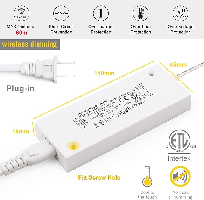 VST Under Cabinet Mini Panel Lighting 6PCS 3.94inch 12V 2.5W(Total 15W) with Wireless Dimmer Switch, Surface Mount Puck Light for Kitchen Van Truck Car Galley Downlight (Square White 4000K)
