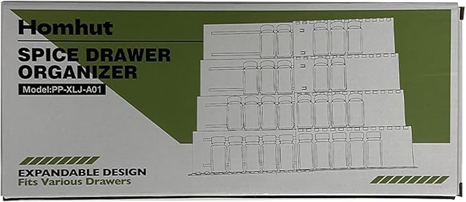 Spice Drawer Organizer, 2 Tier- 2 Pack Drawer Seasoning Organizer Expandable from 13" to 24.4", Spice Rack for Kitchen Drawers, Spice Organization Insert Tray for Drawer (Jars not included)