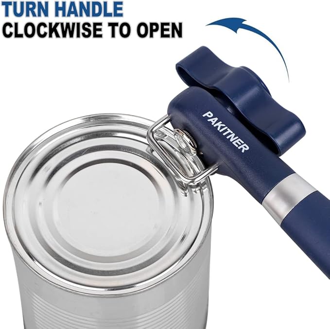 PAKITNER-Cut safe can opener, Manual can opener smooth edge-handheld Side cut can opener, Ergonomic Smooth Edge, Food Grade Stainless Steel Cutting Can Opener for Home, Kitchen & Restaurant,Navy Blue