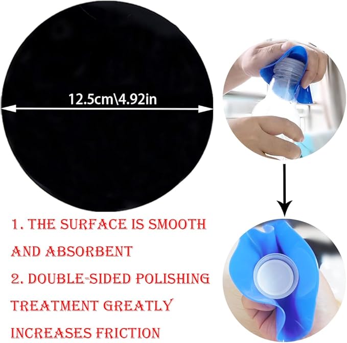 12 pcs Rubber Jar Gripper Pads, BOSOIRSOU Round Multi-Purpose Bottle Lid Jar Opener Kitchen Coasters Heat Insulation Pad for Weak Hand Seniors Arthritis - 4.9in/12.5cm