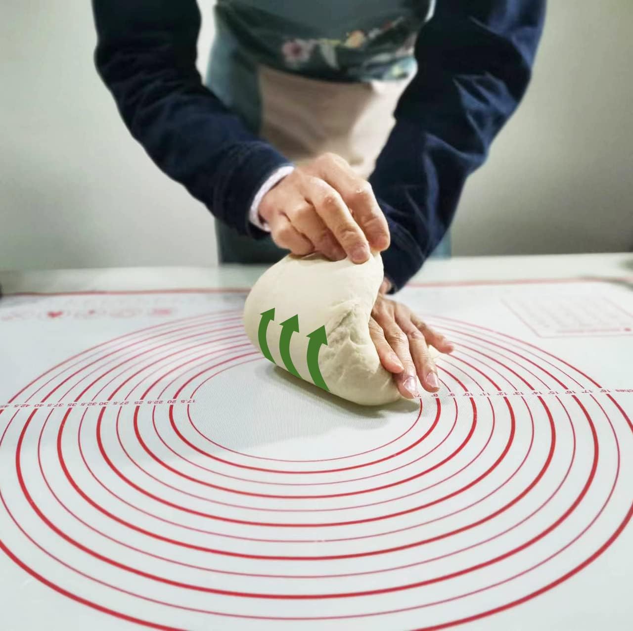Yansumi Silicone Pastry Mat Extra Large Non-Slip Mat for Rolling Dough Pie Crust and Baking Non-Stick with Measurements (24x16, Red)