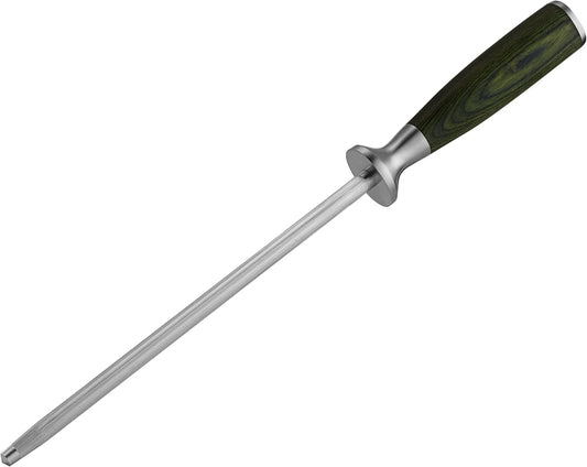 HexClad Honing Rod, 9 -Inch Japanese Damascus Stainless Steel Rod, Pakkawood Handle