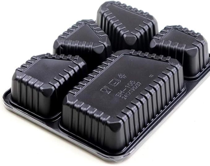 Hemoton 30pcs Disposable Bento Box 5 Compartment Meal Prep Container with Lid Microwave Heating Food Box for Home Restaurant (Black)