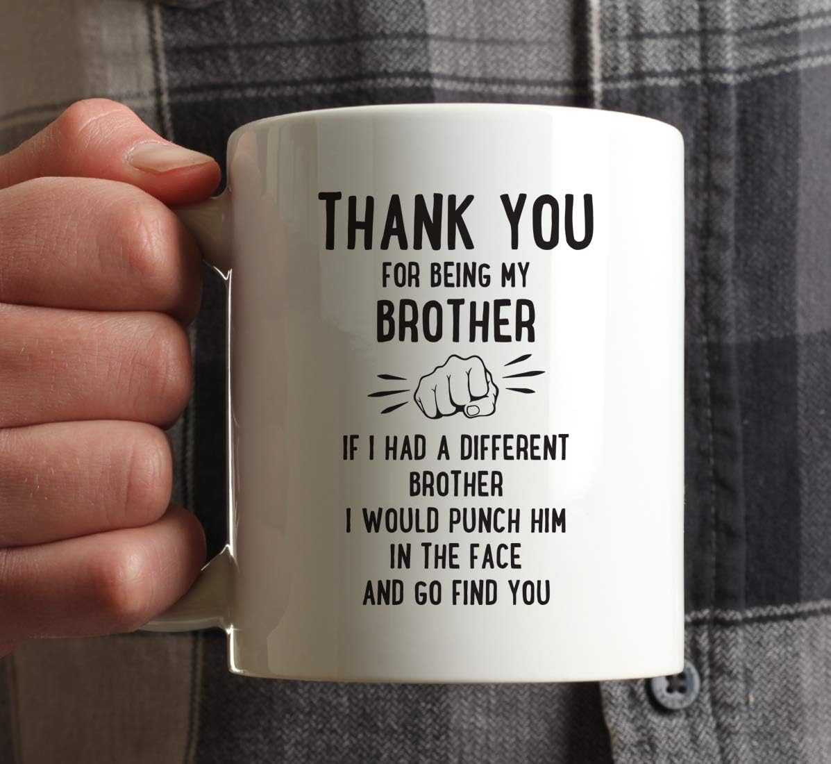 Andaz Press Funny Family 11oz. Coffee Mug Gift, Thank You For Being My Brother, Punch In Face, 1-Pack Christmas Birthday Drinking Cup Present Ideas Being Your Brother Mug Being