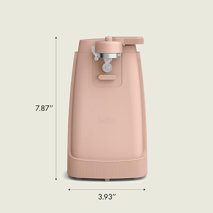 bella Electric Can Opener and Knife Sharpener, Multifunctional Jar and Bottle Opener with Removable Cutting Lever and Cord Storage, Stainless Steel Blade, Blossom