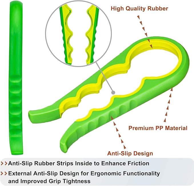 Jar Opener, Bloss Non Slip Jar Bottle Opener Jar Gripper for Weak Hands, Seniors With Arthritis and Children, 4 in 1 Multi-Function Colorful Can Opener Easy to Use for Low Strength, Green Yellow