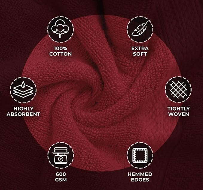 Avalon Towels Luxury Washcloths Value Pack of 12 – Premium Cotton, Soft & Absorbent Wash Cloths for Body and Face, Hotel and Spa Quality Wash Clothes, Quick Dry and Machine Washable (Crimson Red)