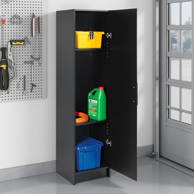 Prepac Elite 65 in. Engineered Wood Narrow Storage Cabinet in Black