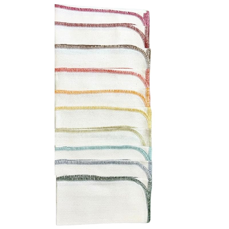 Gina's Soft Cloth Shop 1 Ply Organic Flannel Washable Baby Wipes 8 x 8 Inches Set of 10 Earthtone Assortment. Handmade in the USA!