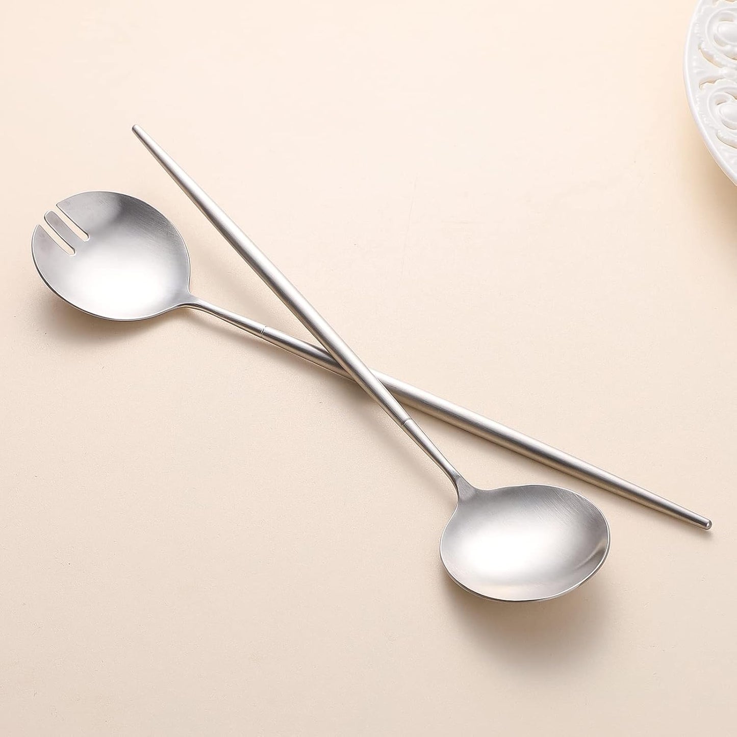 Salad Servers,Spoon and Fork Set 11.41 inch,18/10 Stainless Steel Salad Serving Silver
