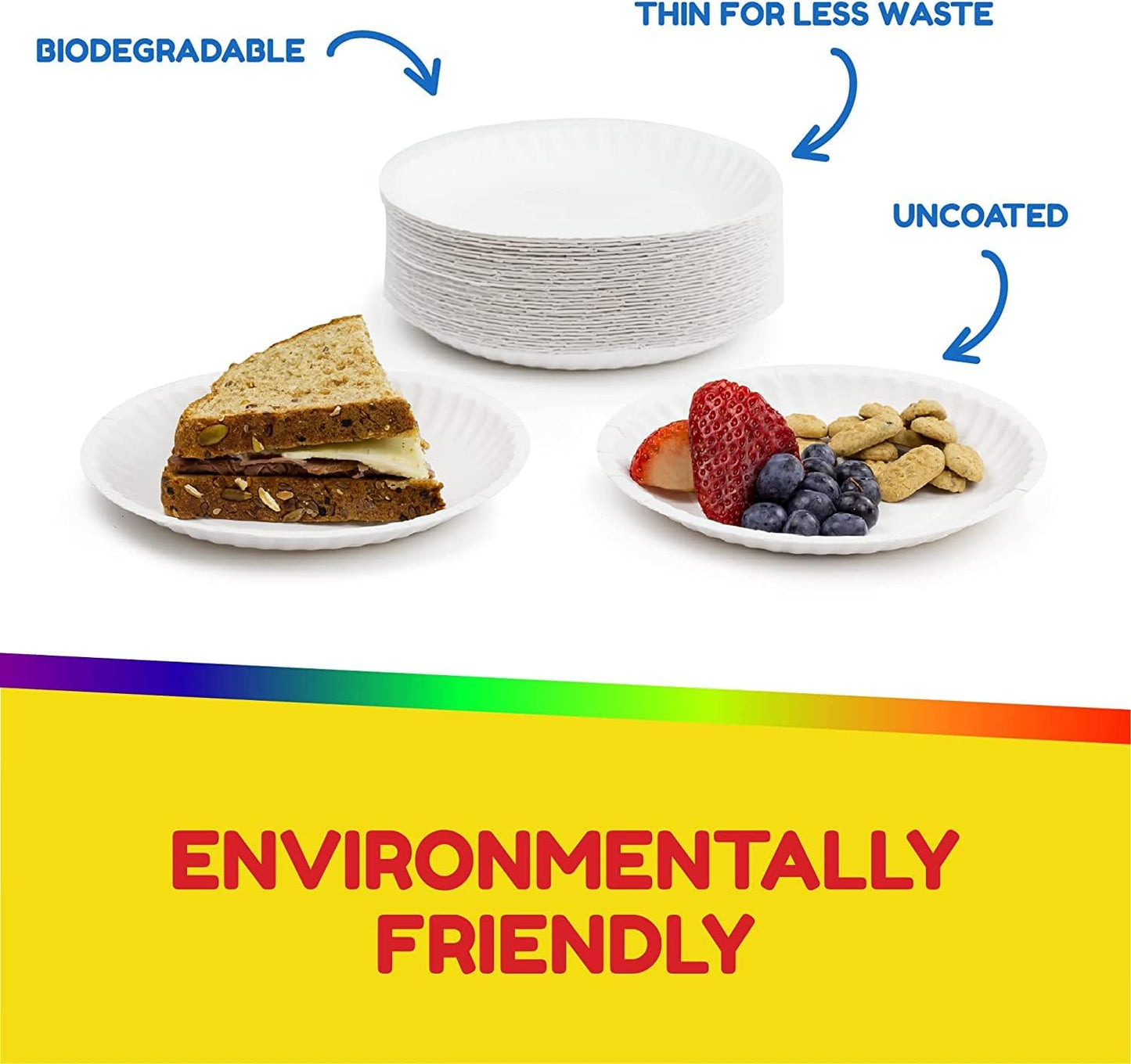 Hygloss Products 9" White Paper Plates - Uncoated - Use for Foodware, Events, Activities, Crafts Projects and More - Environmentally Friendly - Recyclable and Disposable - 9-Inches - Bulk-1200 Pack