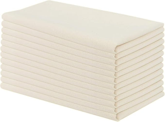 Aunti Em's Kitchen Flour Sack Dish Towels - Natural Cotton for Embroidery and Drying Glass, Hand, Dinnerware - Plain, Thick, Zero-Lint, Highly Absorbent - Set of 13, 27 x 27 Inch, Unbleached Tan