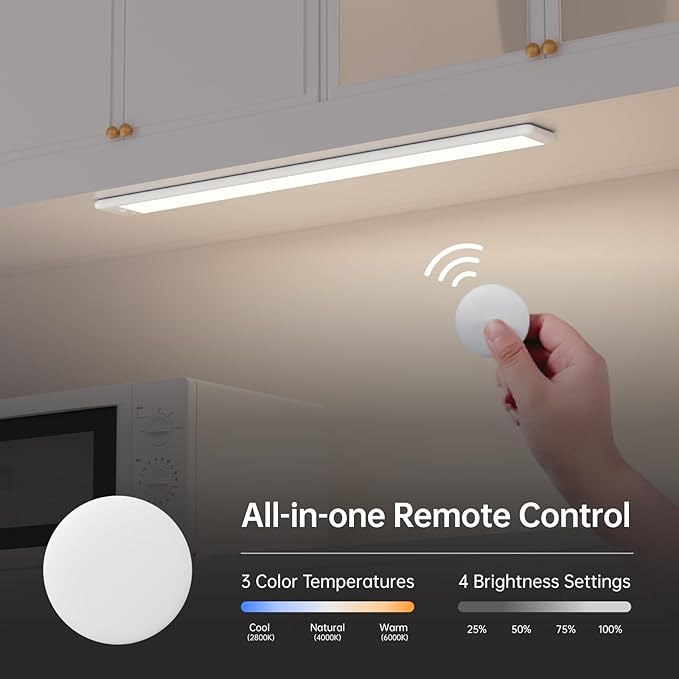 10 Inch Under Cabinet Lighting, Expandable LED Cabinet Light with Sensor Controls, Adjustable Color Temperature & Brightness, Wireless Magnetic Installation