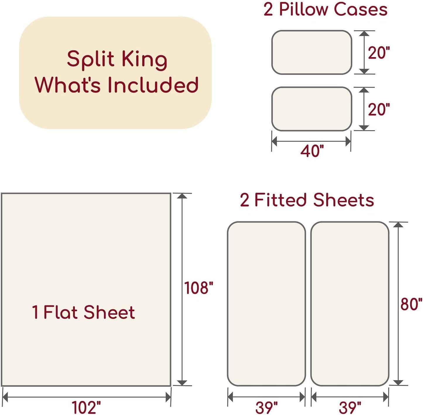 Mellanni Split King Sheets Set - 5 PC Iconic Collection Bedding - Hotel Luxury, Extra Soft, Cooling Bed Sheets - Wrinkle, Fade, Stain Resistant (Split King, Blush Pink)