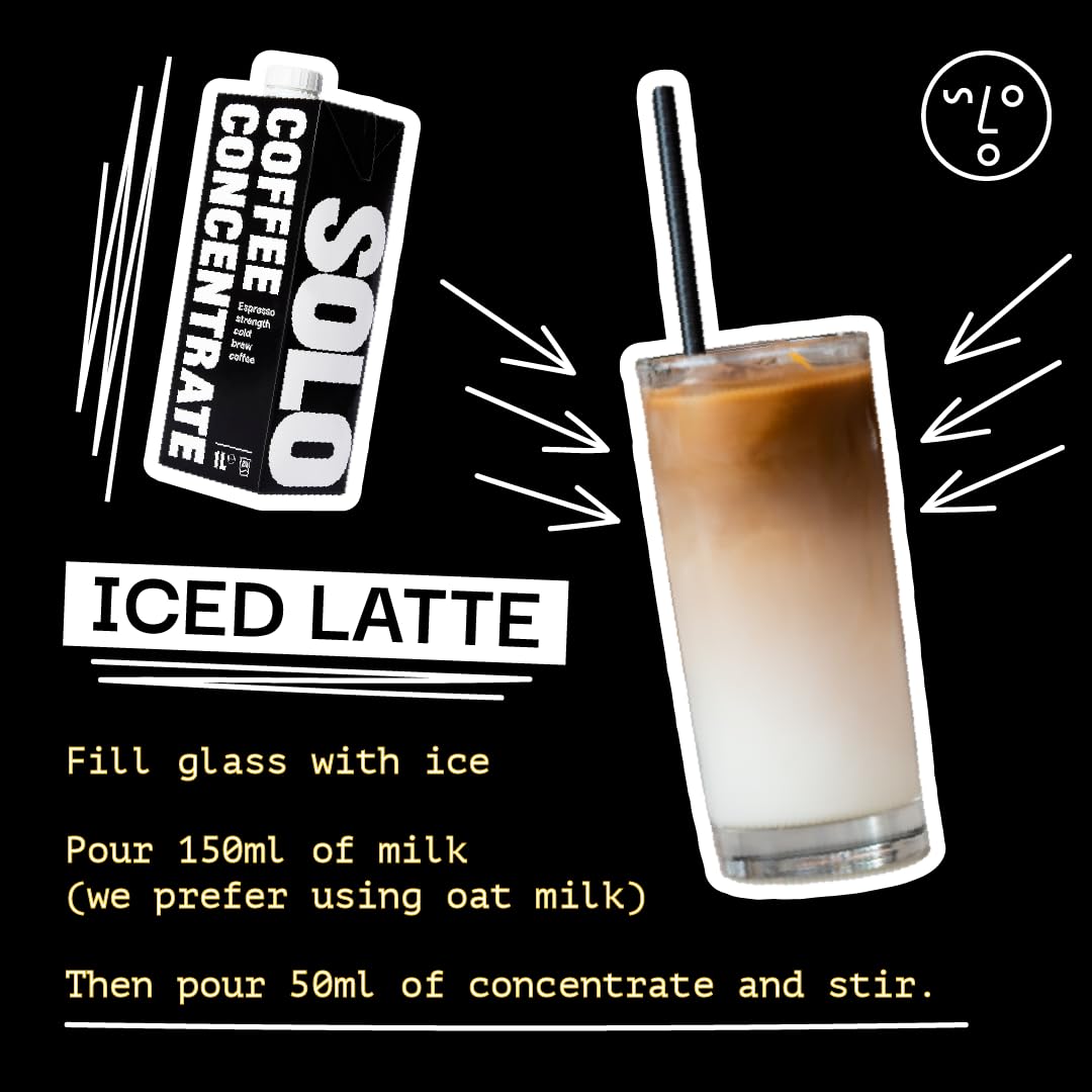 SOLO Cold Brew Coffee Concentrate - Colombian & Brazilian Arabica Blend - Ready-to-Drink Espresso Base for Iced Coffee, Lattes, and Cocktails - 20 Servings per Carton - 32 fl oz Shelf-Stable Carton