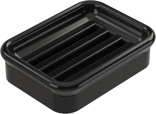 Composite Granite Soap Dish, Double Layer Strainer Soap Holder, Suitable for Kitchens, Bathrooms, and Bar Sinks, Durable Soap Holder for Shower, Best Place for Your Soap Bar (Black)