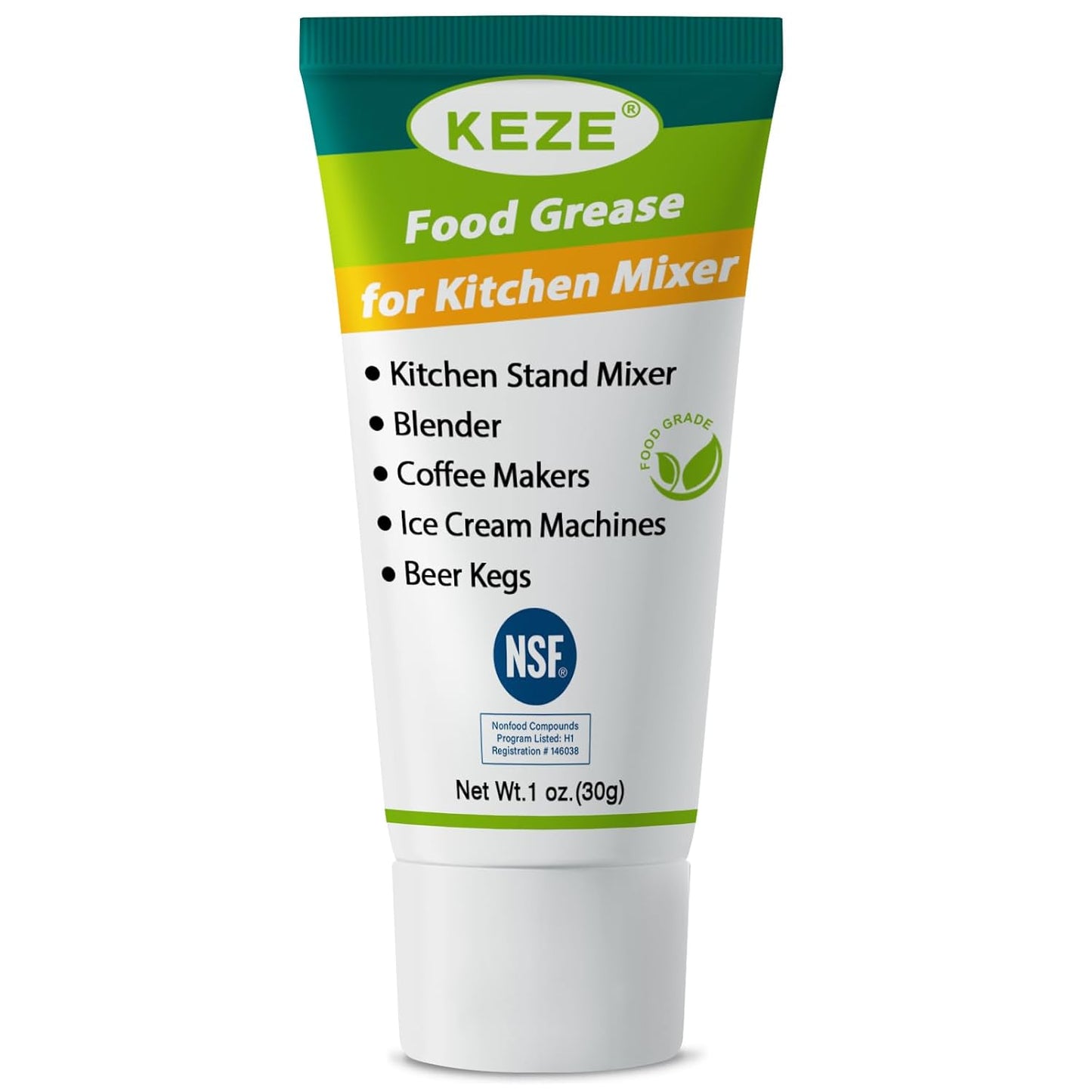 Keze Food Grade Grease for Kitchenaid Stand Mixer, Sanitary Lubricant for Blenders, Coffee Machines, Beer Kegs and Food Processors, Espresso Grease NSF-H1 Accredited, 1 oz 1-Pack