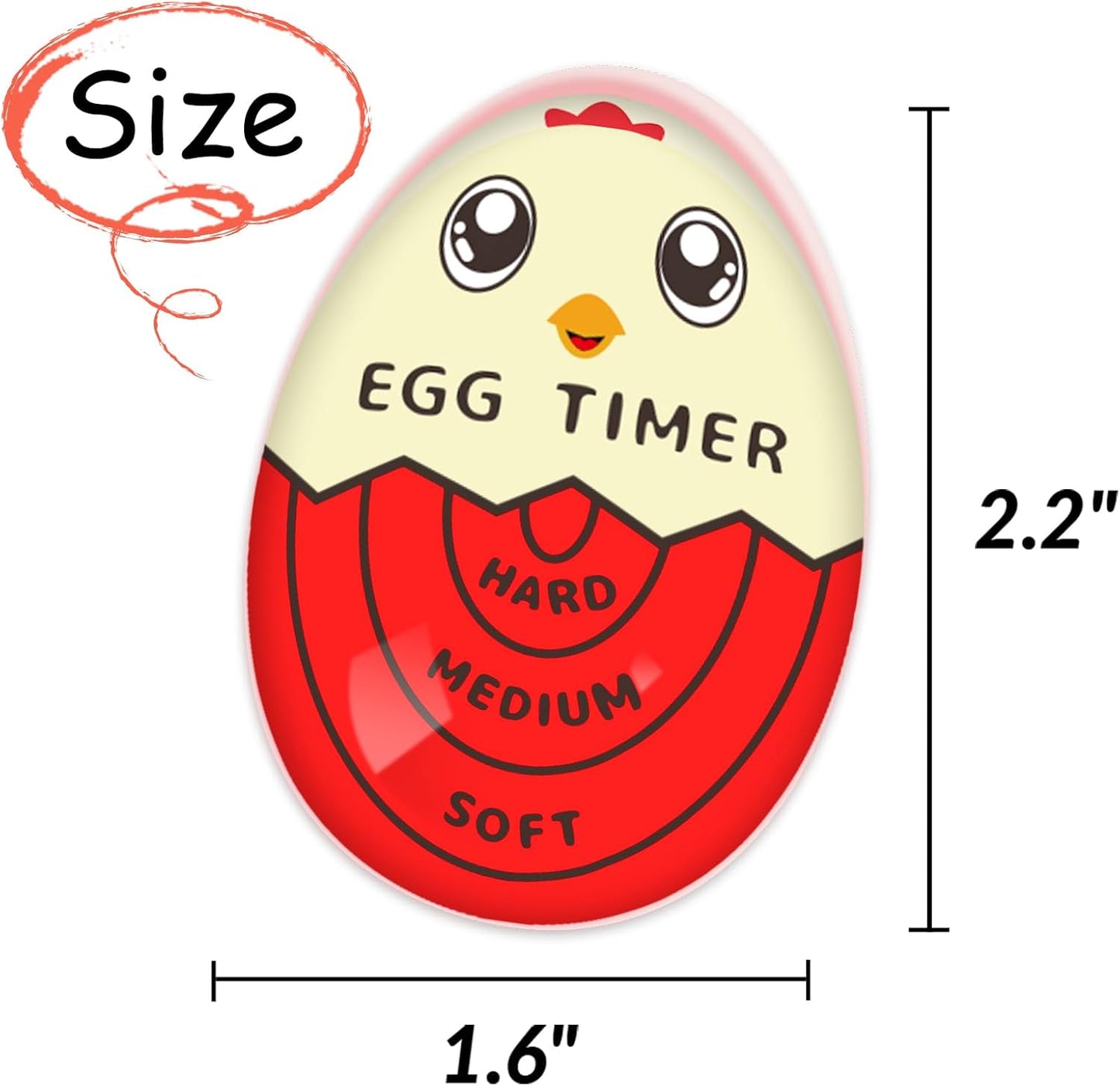 Lasubst Egg Timer That Goes in Water for Soft Medium Hard Boiled Eggs, 1 Red 1 Blue