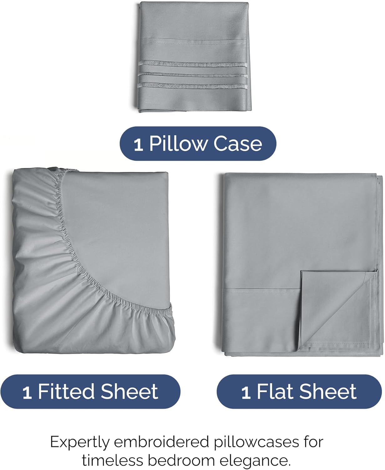 Twin XL Size 3 Piece Sheet Set - Comfy Breathable & Cooling Bed Sheets Set - Hotel Luxury Bedding for Women, Men, Kids, Teens, Boys & Girls - Deep Pockets, Soft, Wrinkle Free - Oeko-Tex - Steel Blue