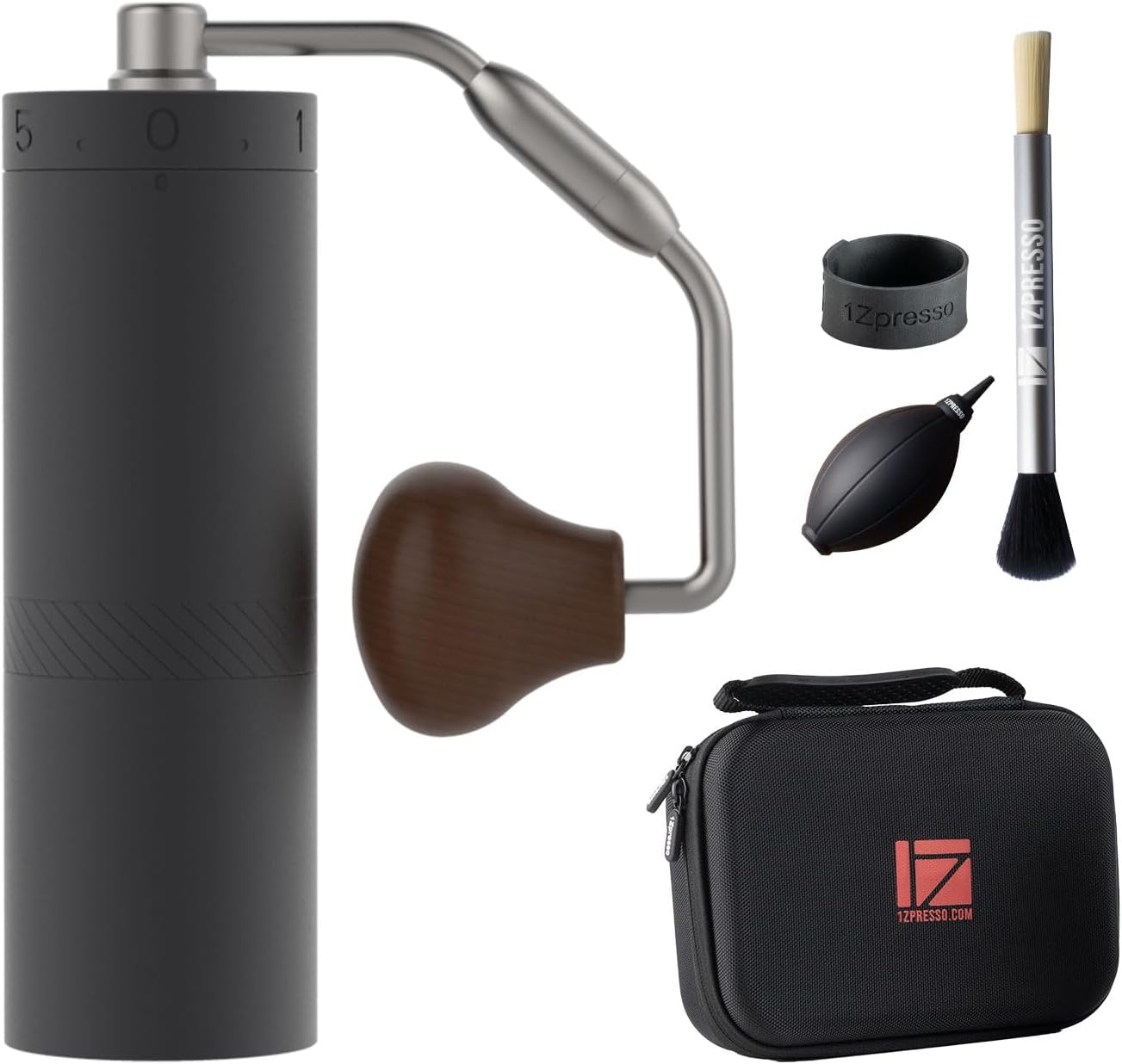 1Zpresso X-Ultra Manual Coffee Grinder-Midnight Black, Well-built Sturdy Metal Body, Assembly Stainless Steel Burr, Numerical External Setting, Magnet Catch Cup, Faster Grind Efficiency Portable Mil