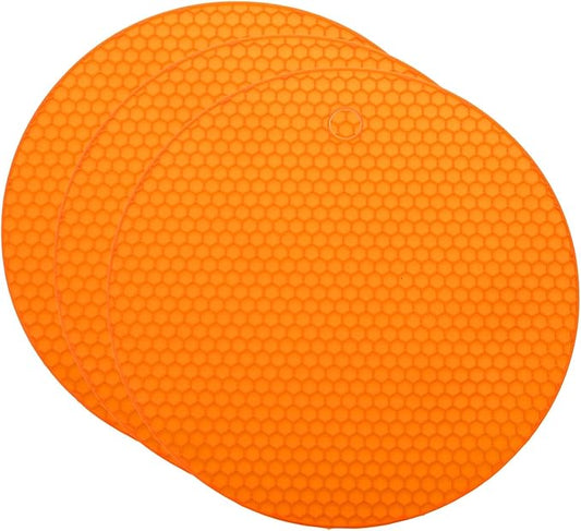uxcell 3pcs Silicone Jar Opener Pads, 17.5cm/7" Texture Can Opener Multipurpose Round Bottle Lid Opener Non-Slip Coasters for Weak Hands Seniors Children, Orange