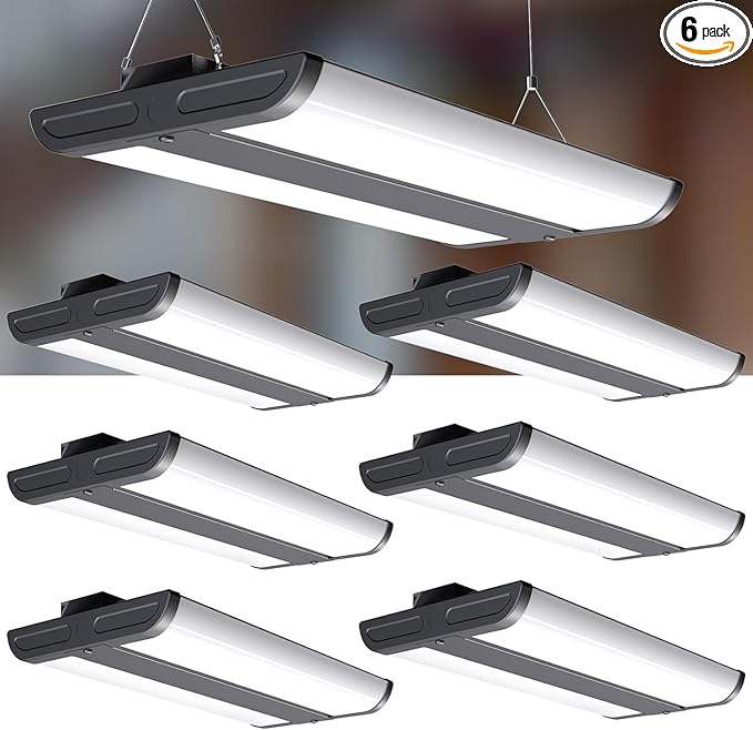 Lightdot 2FT LED High Bay Shop Lights, 150W 21500LM [Eqv.800W MH] 5000K Large Coverage Linear 2x2 High Bay LED Fixtures for Warehouse Garage -ETL, 4Pack Black